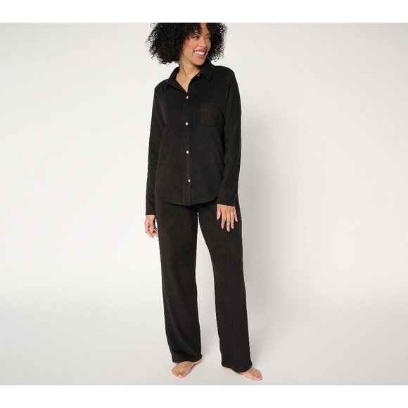 Cuddl Duds Other - Cuddl Duds Petite Fleecewear with Stretch Notch Collar PJ Set Size Small Black